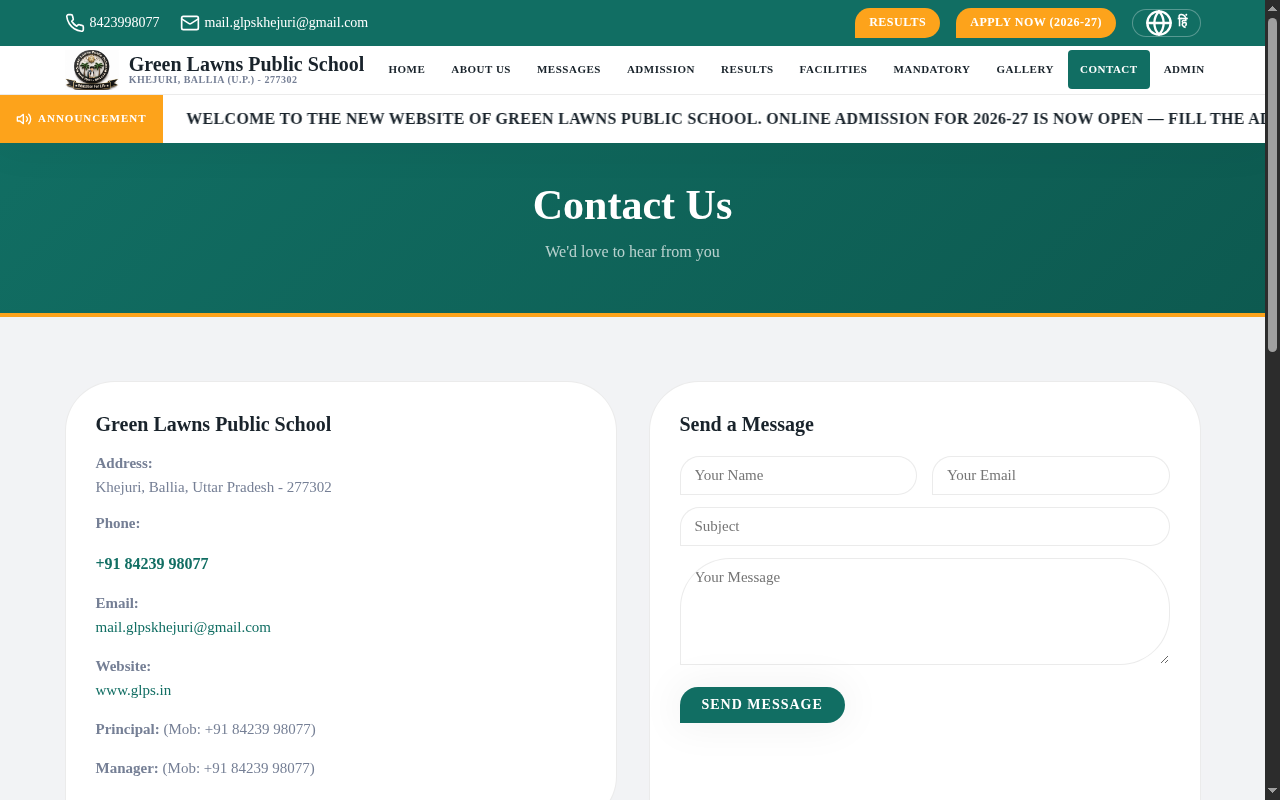 Contact page